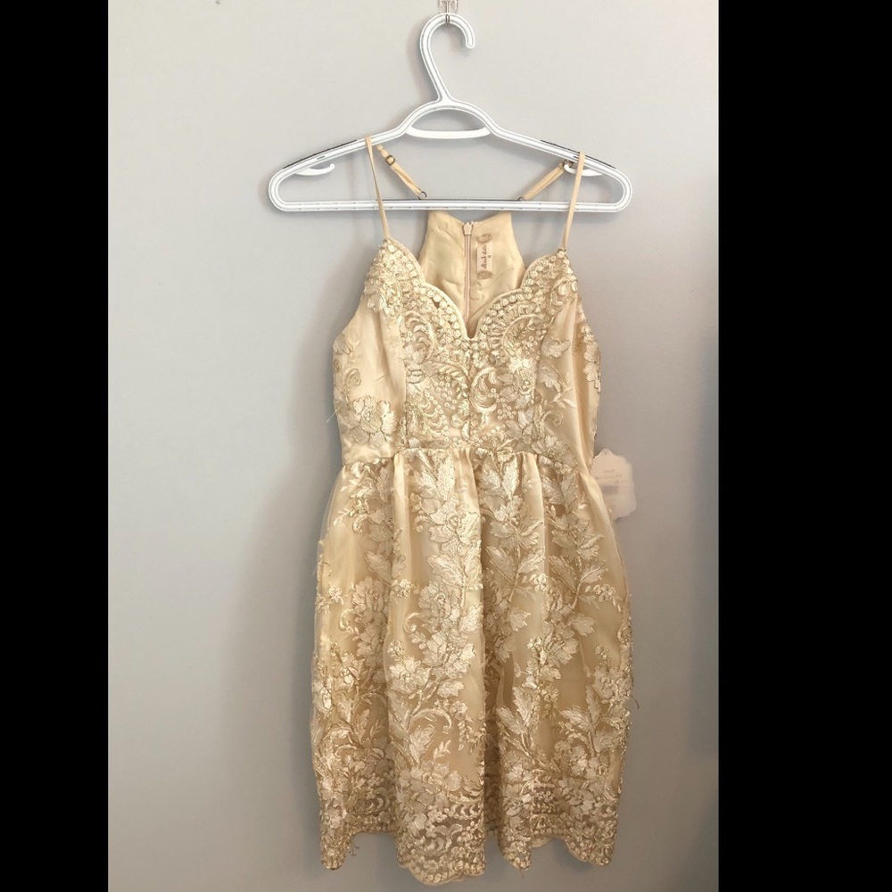 Altar’d State Cream with Gold Lace Dress